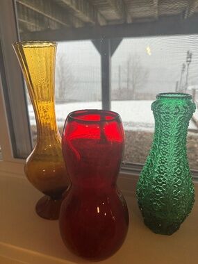 Set of 3 Colourful Vintage Vases